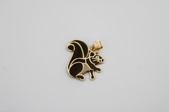 14k Solid Gold Squirrel Charm, Enamel Pendant Animal Charm Hand-Painted Necklace