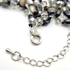 Hand-Knotted 5-Strand Polished Abalone Nuggets and Smoky Glass Necklace