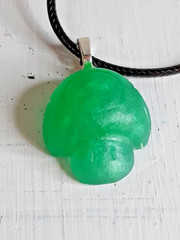 Cute Mushroom Resin Pendant Black Cord Retro Groovy!