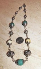 Vintage stone and Mexican silver link neckace. 20 inches by 1/2 inch
