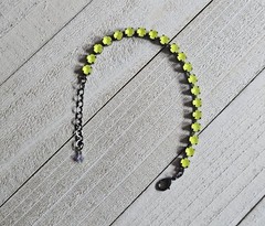 CB85 TheSparkledShell Electric Yellow Gunmetal Crystal 5mm Cup Chain Bracelet