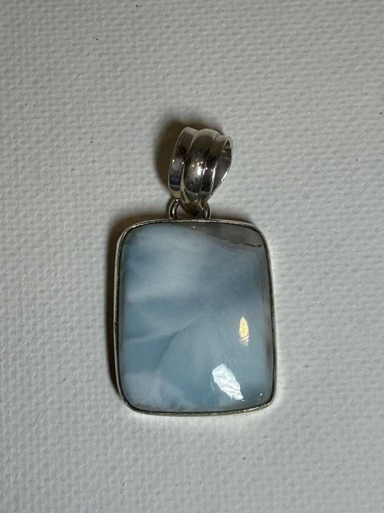 Beautiful Light Blue Larimar Necklace Rectangular Pendant size 2.5 x 2 cm