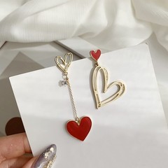 Mismatched Earrings Asymmetric Heart Dangle Cute Love for Women Statement Hea…
