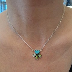 Southwestern Palomino Kingman Turquoise Necklace Cluster Sterling Silver