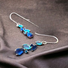 14K Rose Gold Filled Lab Made Swiss Blue Topaz and Sapphire Earrings