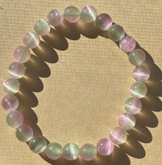 High Quality Watermelon Selenite Bracelet – 7.5mm Beads – Crystal Healing – NEW
