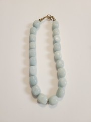 Genuine Blue Jade Nugget Necklace Silver Tone Toggle Clasp 18″