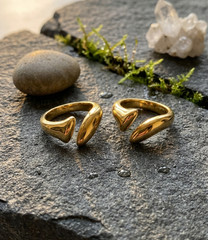Handmade Dome Abstract Molten 14k Gold Ring Organic Sculpture Vintage Jewelry