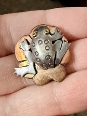 FAR FETCHED Lily Pad Frog Handmade Cut-out 925 Sterling, Brass & Copper