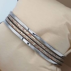 Stacking Siler Mokume Gane Bangle Wood grain width 6.0 cm unique luxury Gift