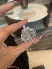 Hand-carved jade Buddha pendant with rock sugar square drill