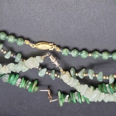 Lot 4 Green Stone & Shell Necklaces Malakite, Jadeite, Aventurine, Abalone 16-18