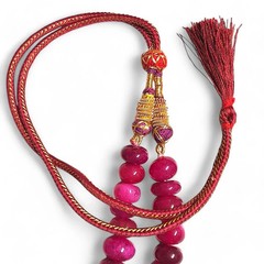 Chunky Vibrant Red Ruby Bold Pink Beaded Luxurious Statement Necklace 43″