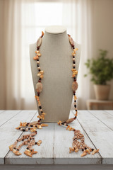 Freshwater Pearl Sunset Quartz Beaded Lariat Tassel Necklace 53 In
