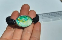 SUNSHINE YELLOW! Black Hemp Unisex Square Knot Bracelet 1/3″ thick beaded end