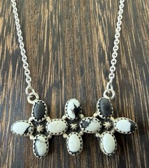 Sterling Silver Native Style SW Otteson Bros White Buffalo Bar Style Necklace