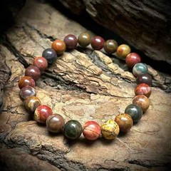 Natural Picasso Jasper 8mm Beads Crystal Healing Reiki Stretch Men Cool Bracelet