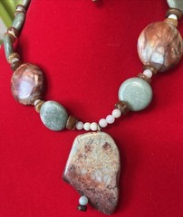 Southwest JBB Beautiful Agate Multi-Stone Necklace Signed Unique Statement Piece