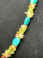 Handcrafted Boho Gemstone Lariat: Peridot Citrine Turquoise Flower Pendant 101