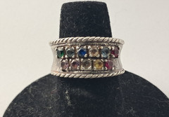 Rainbow Mothers Jewelry Sterling Silver 11 Round Birthstones Mothers Ring Sz 6.5