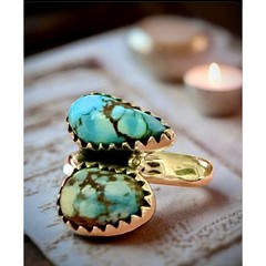 Golden Hills Turquoise | Two Stone Ring | Size Adjustable 5-10