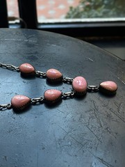 Pink Conch Lariat Necklace | Teardrop Station Drop | 925 Silver E577