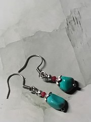 Handmade Turquoise Nugget Earrings, Southwest Style. Hypoallergenic