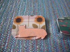 Lucinda Pins Hand Made Pill Box Flamingo Cat Butterfly