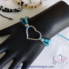 Handcrafted Beaded Adjustable Bracelet with Connector; handmade jewelry