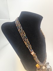 Large Handmade Boho Seed Bead Bib Necklace Shell Fringe Statement Festival…