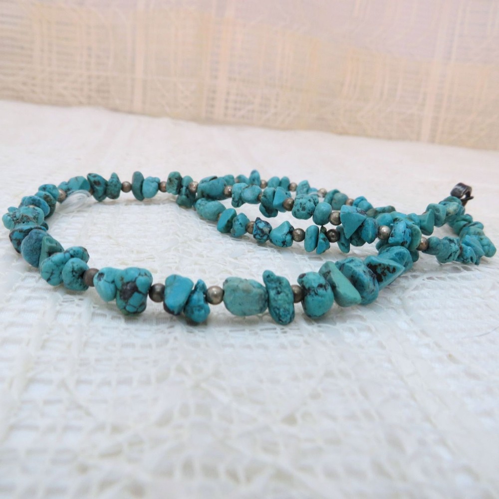 Vintage Turqoise Necklace Handmade 20 Inches Women Southwest Casual Wear