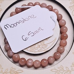 Moonstone Beaded Bracelet 6.5mm Peach Round Gemstone Unisex Adults
