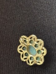 Vintage 14K Solid Gold Precious Gemstone Flower Pendant Emerald Ethiopian Opal