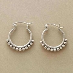 Sundance Balinese Silver Hoop Earrings Geometric Catalog Boho Tribal VTG Ethnic