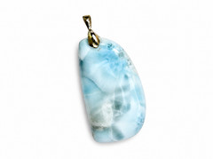 Charming Design Natural Light Blue Larimar .925 Sterling Silver Pendant 2 inch