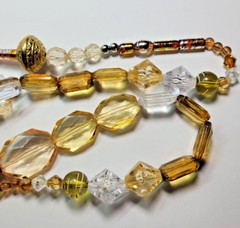 Necklace handmade, beaded jewelry set & bracelet, brown/gold, different material
