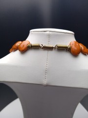 One of a kind Artisan Brass hand painted ceramic Beads Pendant Necklace