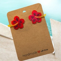 Flor de Maga Puerto Rico Flower Red Hibiscus Stud Earrings Woman Jewelry