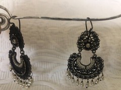 Earrings Mexico Filigree Silver Scroll & Pearl Beads Oaxaca Handmade