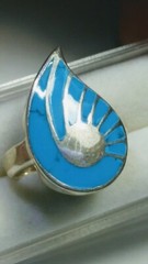 CUTE STERLING SILVER .925 WITH TURQUOISE INLAYS DESIGNER RING IN SIZE 5.75-6.0