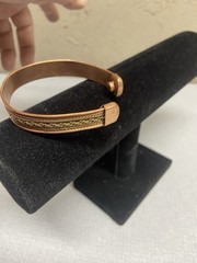 Southwest Style Copper Cuff Bracelet w/Brass Weave Overlay Magnets for Healing