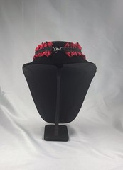 Vintage Handmade Goth Crochet Red & Black Choker Necklace by Odythia
