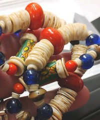 Multicultural Trade Bead (Danish and Venetian?) w/Ostrich Egg Shell 18″ Necklace