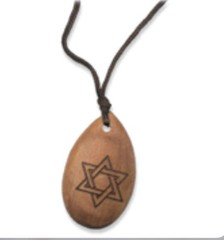 24″ Wooden Pendant: Star Of David Tear Drop Shaped Three Arches New Free Ship