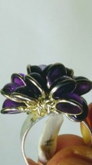 BEAUTIFUL NATURAL AMETHYSTS IN.925 STERLING SILVER BUNCHY RING IN SIZE 6.5-6.75