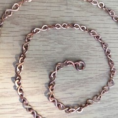 Handmade Bare Copper Infinity Chain Gender Neutral Necklace