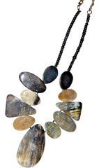 Sylca Natural Horn or Wooden BEAD NECKLACE, Artisan