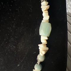 Artisan Beaded Necklace Blue Dragonfly Ceramic Tile Pendant Blue Stones & Shells