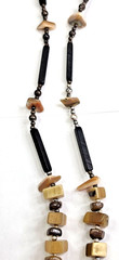 Handcrafted Beaded Necklace w/ Abalone Shell Freeform Pendant, Lobster Clasp