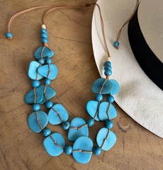TAGUA NECKLACE statement natural nut jewelry Unique Gift Tagua Bella turquoise
